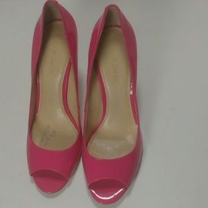 Enzo Angiolini Dark Pink Peep Toe Heels Sz 6.5